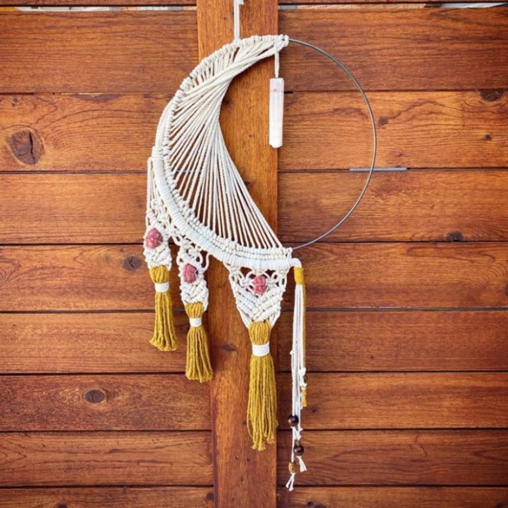 Large 15” Handmade Macrame Dreamcatcher with Crystal
